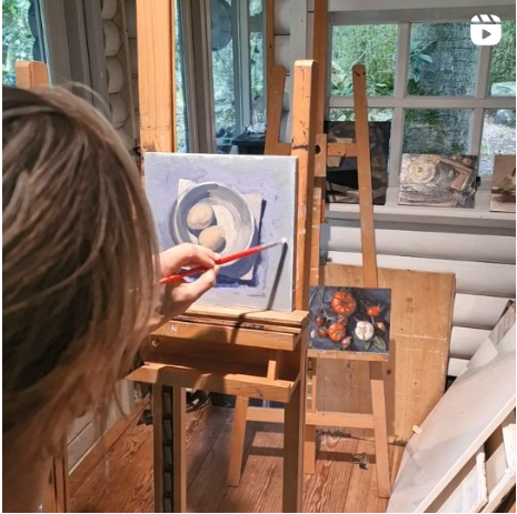 Rixt schildert in atelier | schilderij kopen