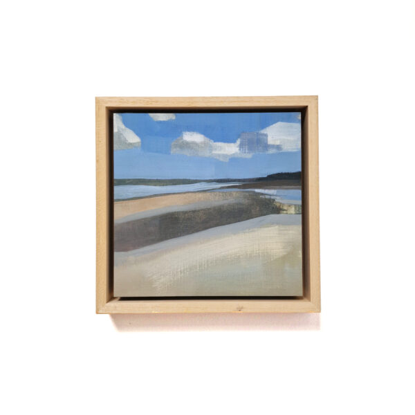 olieverf schilderij abstract wolken boven strand – kunstwerk van rixt art | creatieve kunst soest (regio Utrecht, workshops bilthoven)